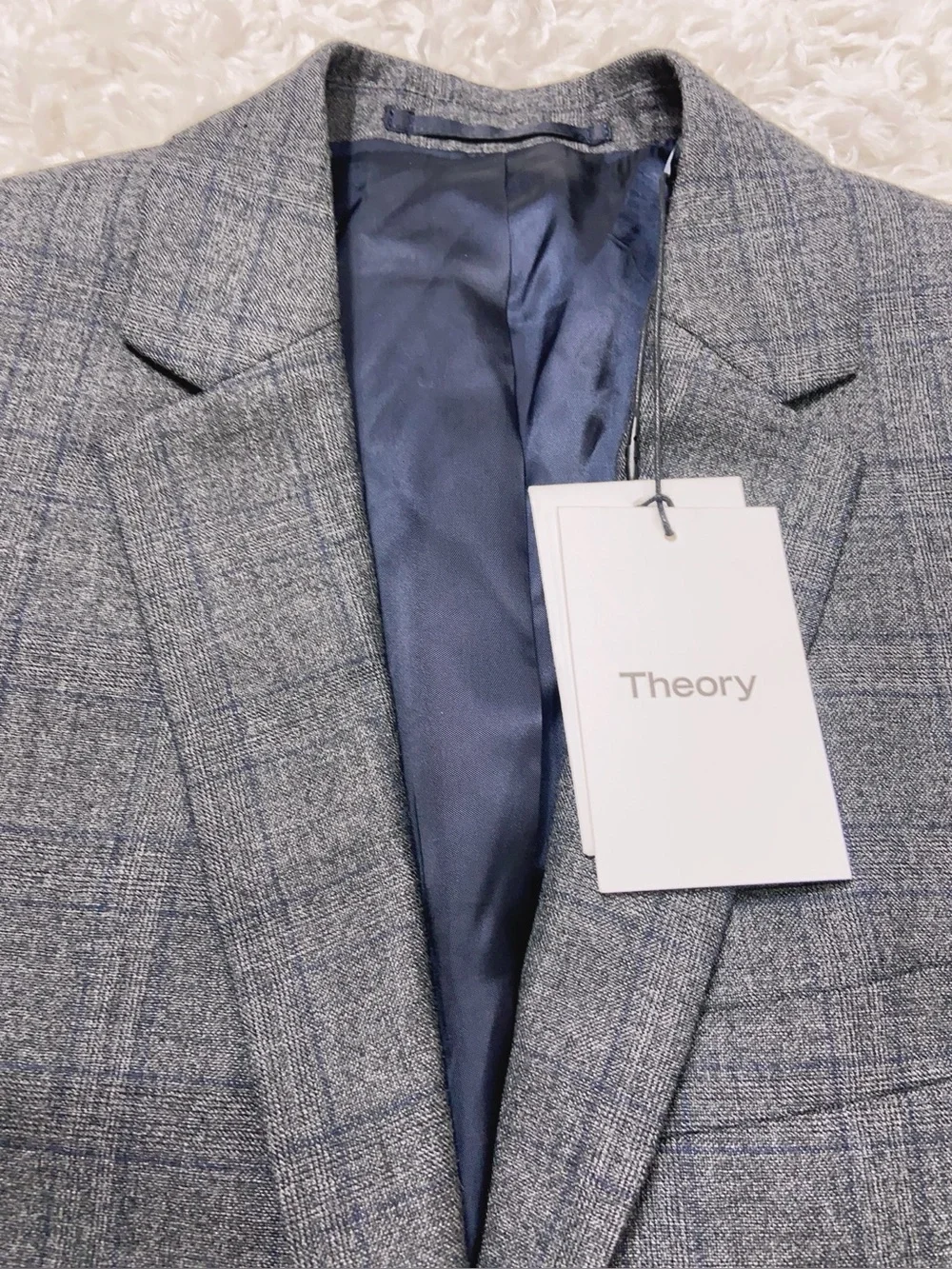 NWT $595 Theory Xylo NP Moxley Wool Plaid Blazer Blazer Jacket Charcoal 36S